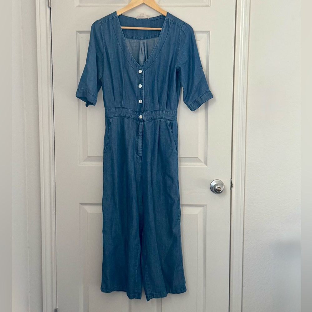 Lovestitch Light Denim Wide Leg Jumpsuit